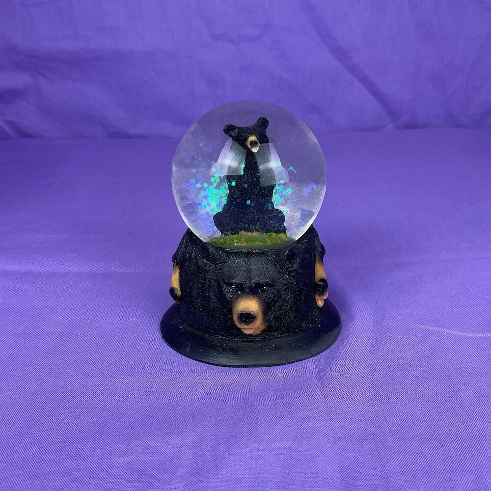 Black Bear Snow Globe-Sparkling Glitter Woodland Forest Figuine Gift